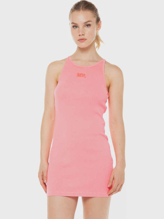 Sommer Mini Sportliches Damenkleid Ärmellos Fuchsie