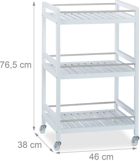 Relaxdays Raft De Bucătărie Din Plastic Cu 3 Locuri Alb 46x38x76.5cm