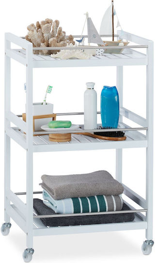 Relaxdays Raft De Bucătărie Din Plastic Cu 3 Locuri Alb 46x38x76.5cm