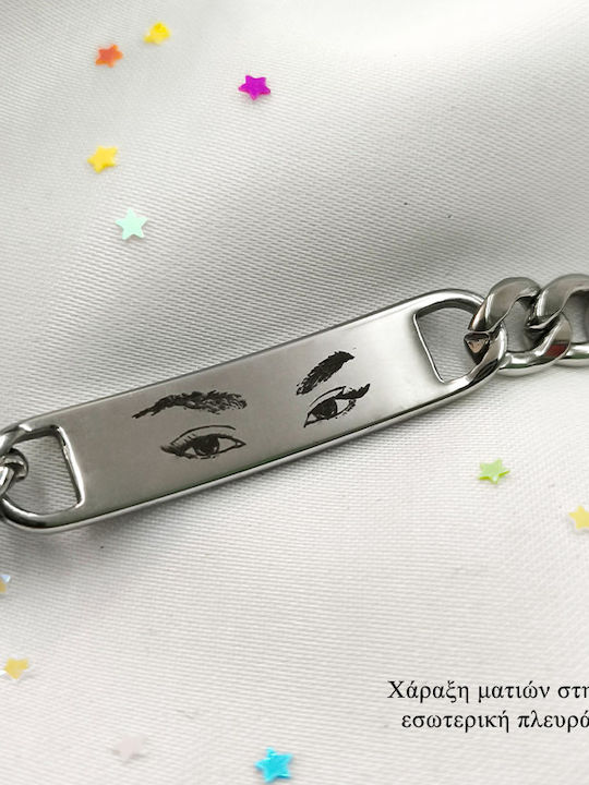 Theodora's Jewellery Identity Bracelet with Eye Design Made of Stainless Steel