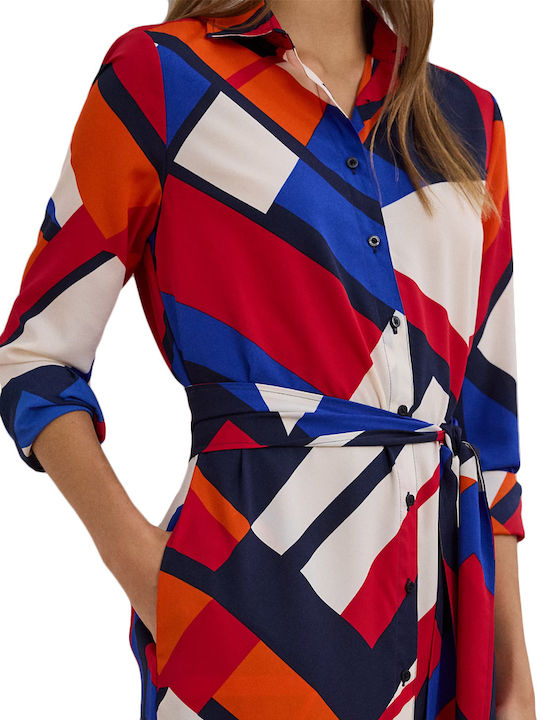 Midi Hemdkleid Mehrfarbig
