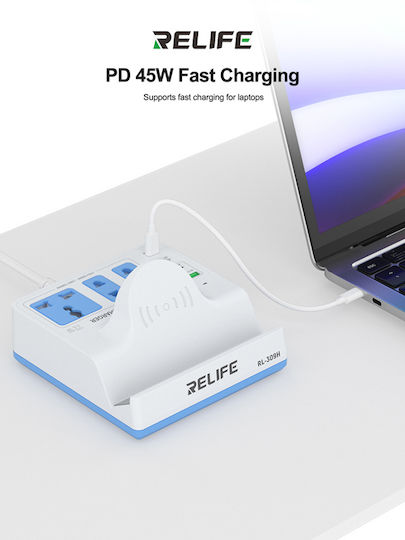 Sunshine Βάση Φόρτισης με Θύρα USB-A και 3 Θύρες USB-C 72W Quick Charge 3.0 σε Λευκό χρώμα (RL-309H)