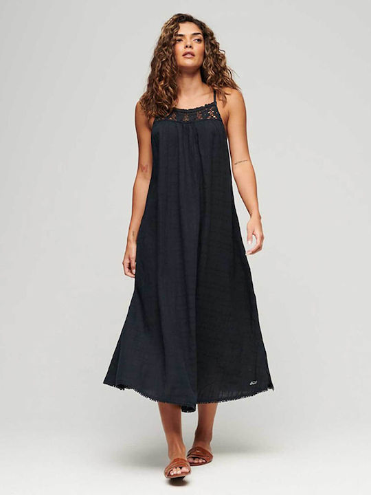 Summer Midi Wrap Dress Navy Blue