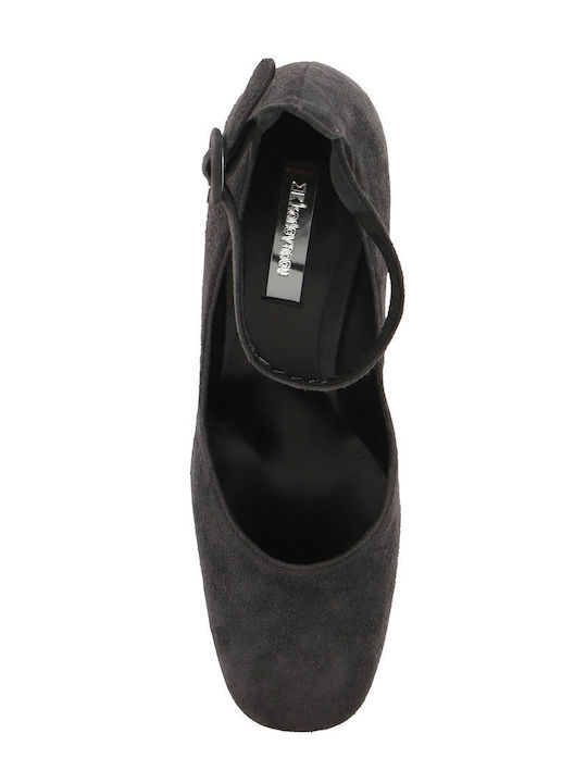 Leder Pumps Gray