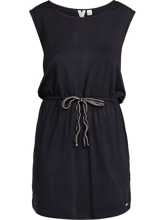 Surfs Up Sommer Mini Kleid Schwarz