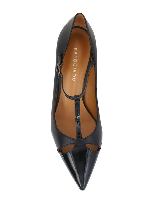 Leder Pumps mit hohem Absatz Schwarz