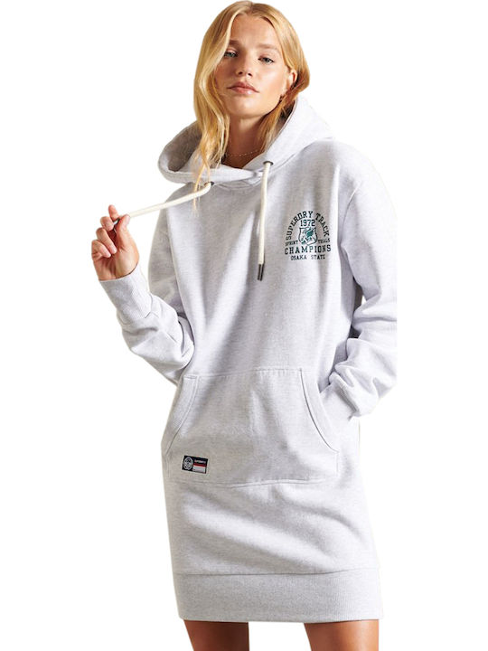 Track & Field Mini Athletic Dress Long Sleeve Hooded Grey