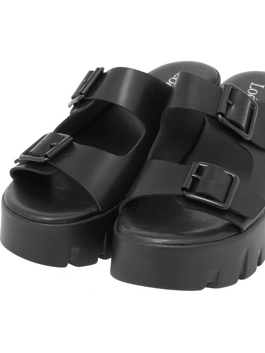 Women's Synthetic Leather Platform Shoes Black