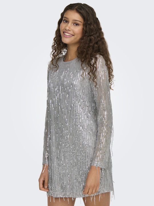Mini Abendkleid Mit Offenem Rücken Mit Masche Silber