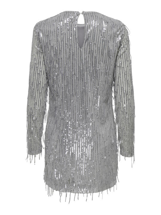 Mini Abendkleid Mit Offenem Rücken Mit Masche Silber