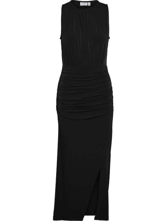Summer Midi Evening Dress with Tearing Navy Blue