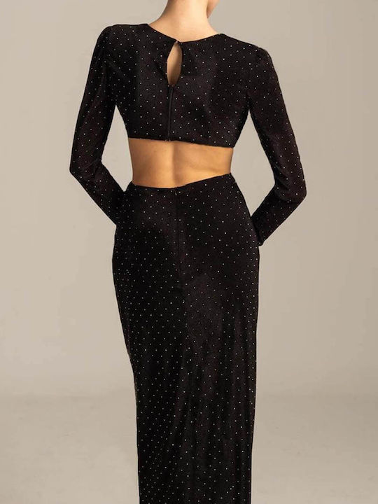 Enid Maxi Evening Velvet Dress Black