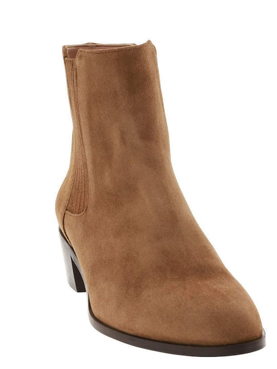 Suede Women's Ankle Boots Beige