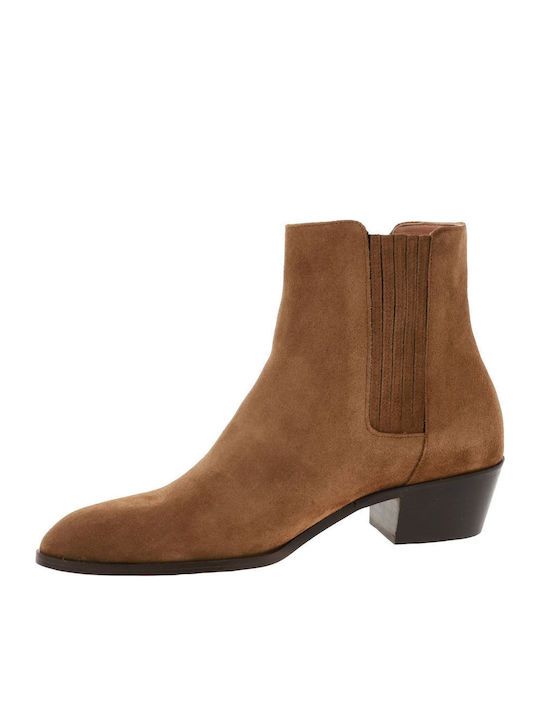 Suede Women's Ankle Boots Beige