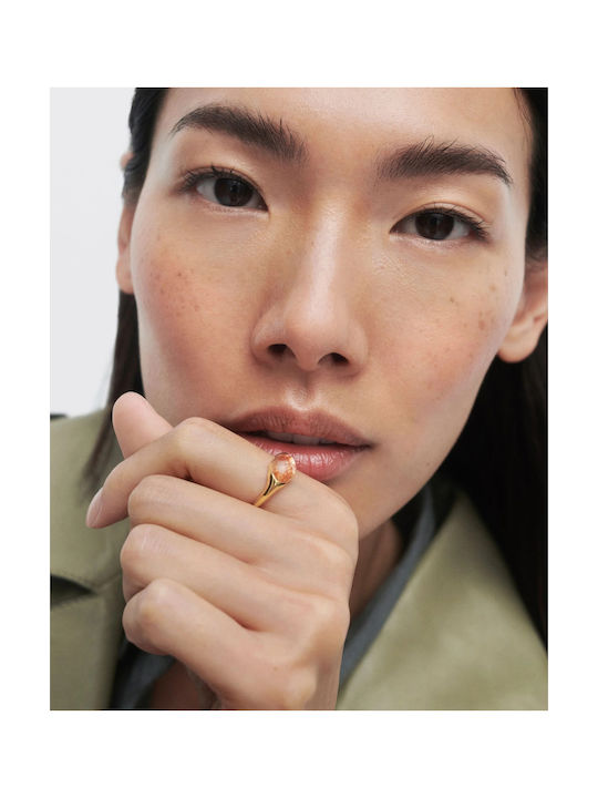 P D Paola Ring with Stones made of Silver Gold Plated