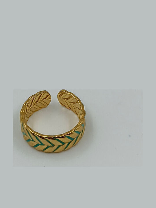 Style Damen Ring mit Emaille aus Stahl Vergoldet