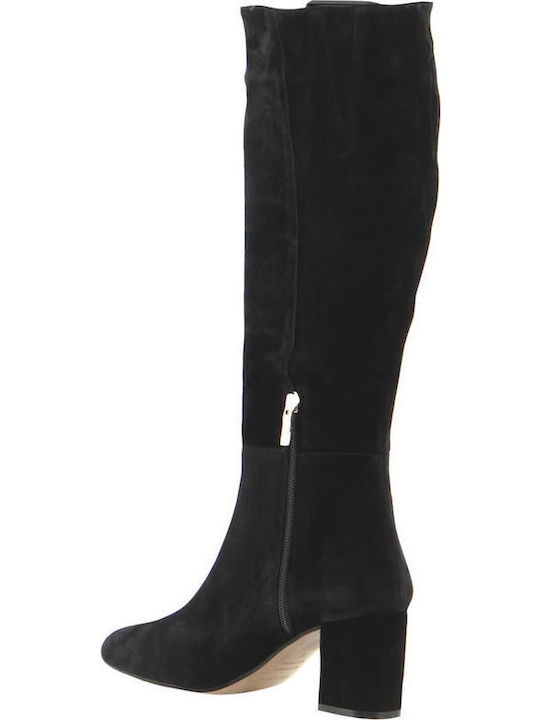 Suede Medium Heel Women's Boots Black