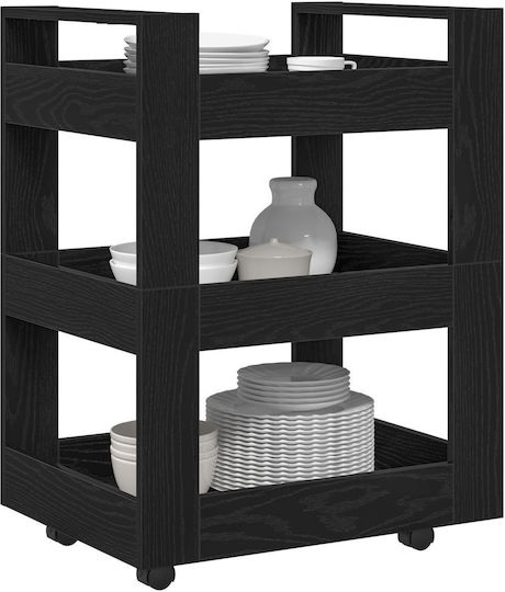 vidaXL Ραφιέρα Κουζίνας Ξύλινη 3 Θέσεων Μαύρη 60x45x80cm