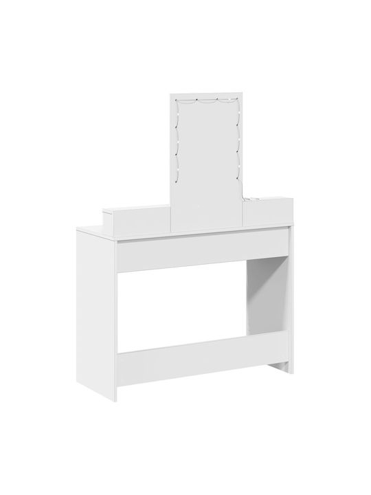 Wooden Makeup Dressing Table White MDF with Mirror 100x41x140cm