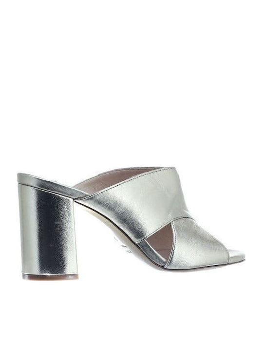 Mules with High Heel in Gold Color