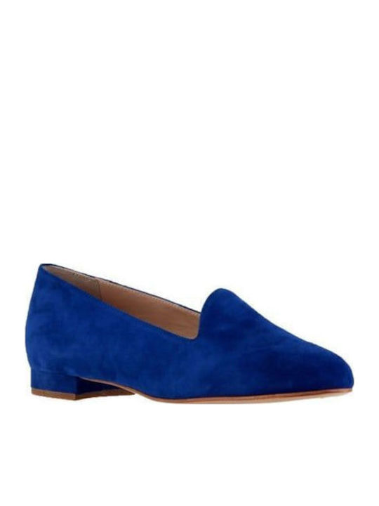 Leather Women's Loafers in Blue Color