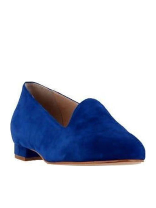 Leather Women's Loafers in Blue Color