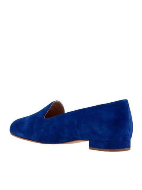 Leather Women's Loafers in Blue Color