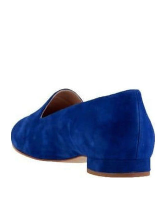 Leather Women's Loafers in Blue Color