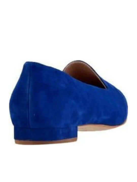 Leather Women's Loafers in Blue Color