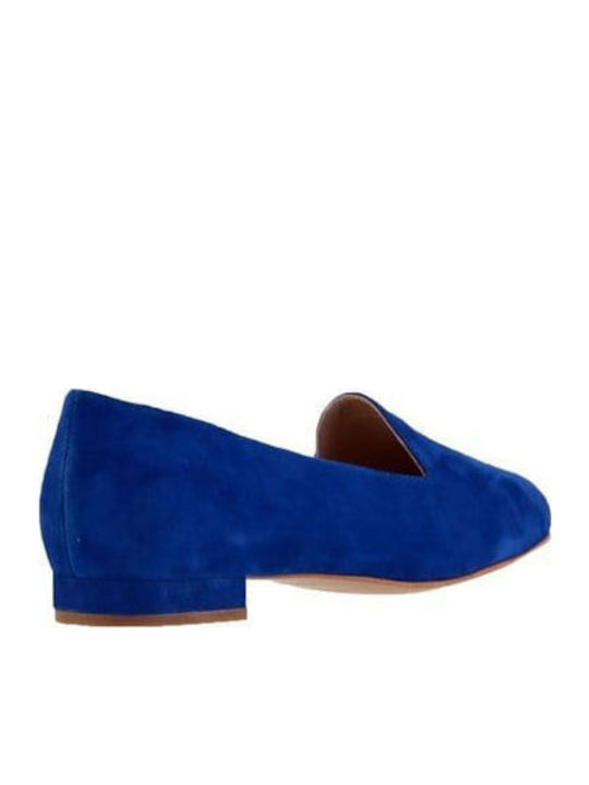 Leather Women's Loafers in Blue Color