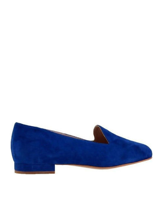 Leather Women's Loafers in Blue Color