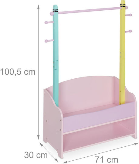 Relaxdays Cuiere pentru Copii Multi Hook cu cârlig Lemn Multicoloră 100.5x71x30εκ. 1buc