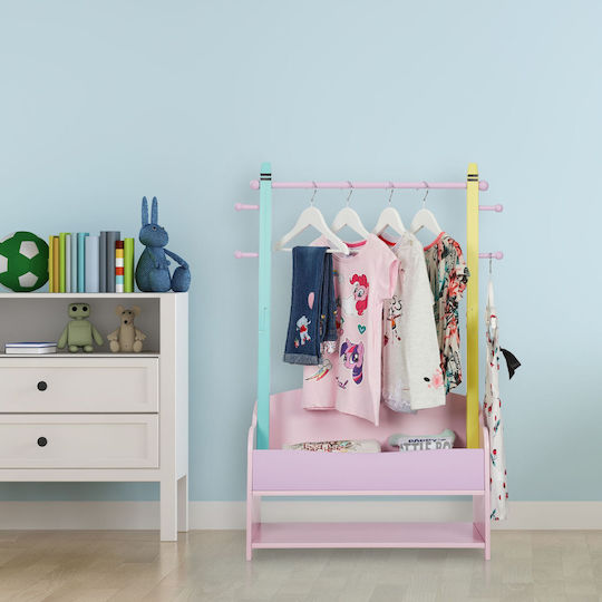 Relaxdays Cuiere pentru Copii Multi Hook cu cârlig Lemn Multicoloră 100.5x71x30εκ. 1buc