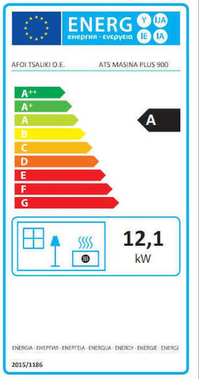 Thermiki Oțel Soba pe lemne cu Cuptor 12.1kW Gri