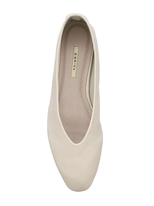 Synthetic Leather Ballerinas Beige
