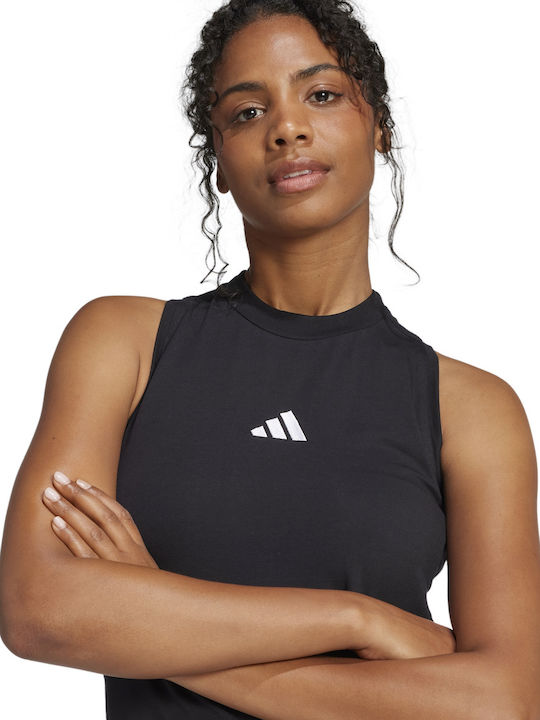 Essentials 3-Stripes Καλοκαιρινό Maxi Αθλητικό Φόρεμα Αμάνικο Black