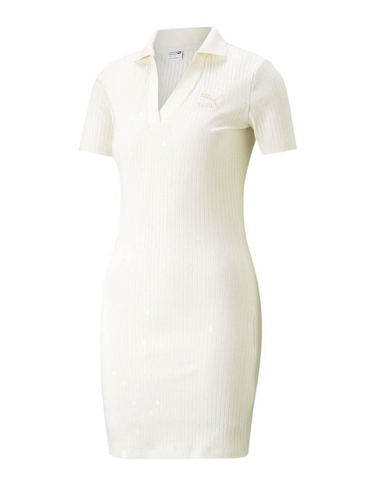 Classics Sommer Mini Sportlich Damenkleid Kurzärmelig Beige