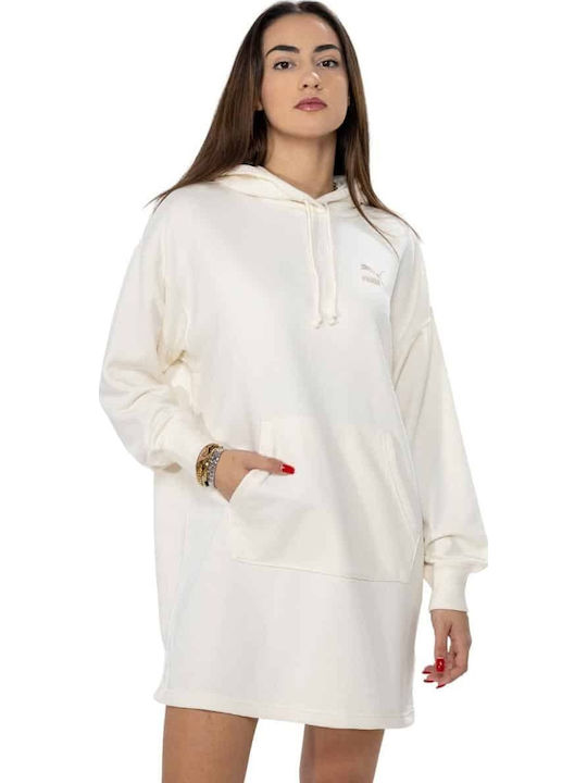Classics Mini Αθλητικό Φόρεμα Μακρυμάνικο με Κουκούλα Off White