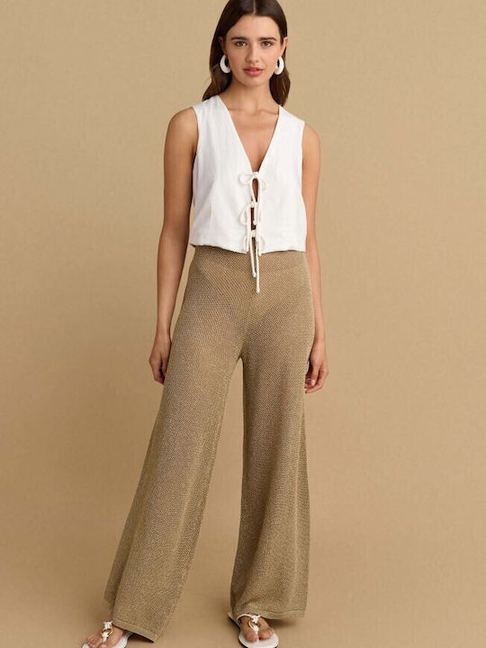 Damen Stoff Hose Gold