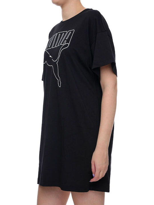 Rebel Summer Mini Athletic Dress T-Shirt Short Sleeve Black