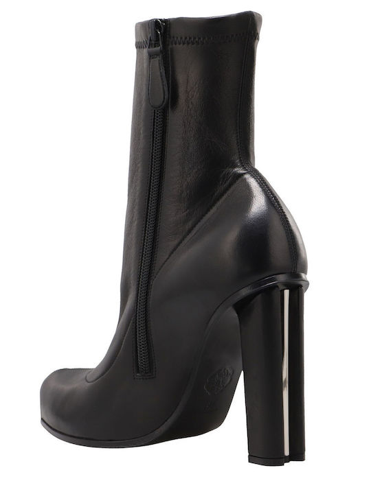 Leder Stiefeletten Damen Schwarz