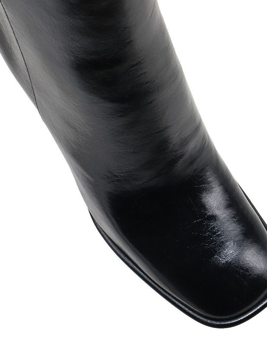 Leder Stiefeletten Damen Schwarz