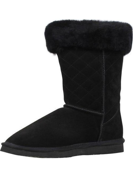 Suede Γυναικεία Μποτάκια Μαύρα