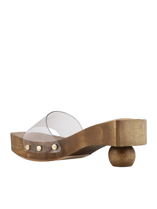 Flat Mules in Brown Color
