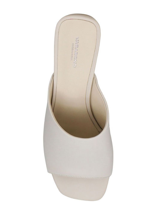 Piper Leather Mules with Chunky Low Heel Off White