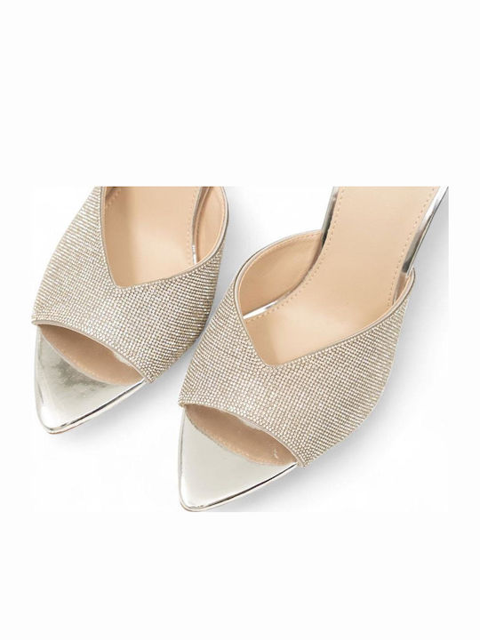 Kristi 370 Mules with High Heel in Silver Color