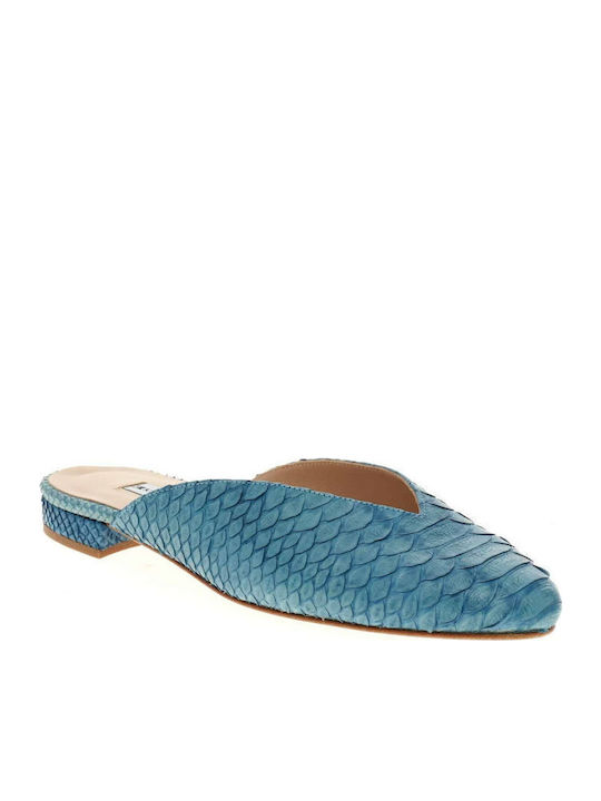 Flat Mules in Light Blue Color