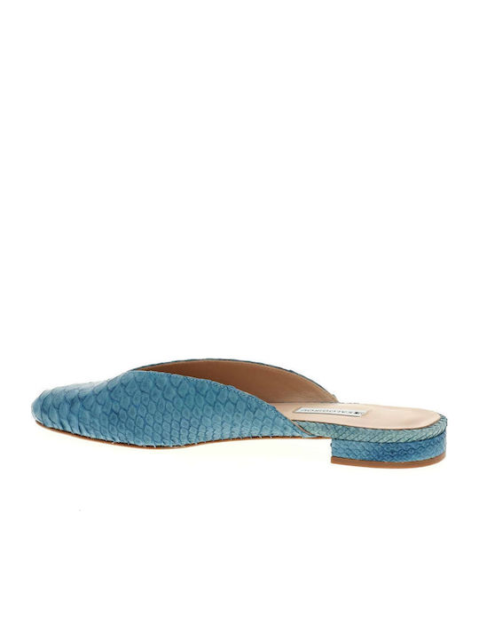 Flat Mules in Light Blue Color