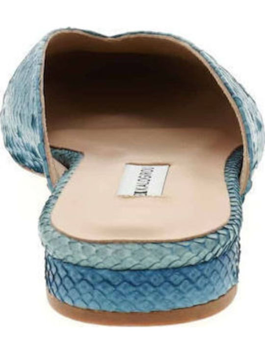 Flat Mules in Light Blue Color