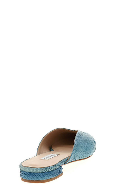 Flat Mules in Light Blue Color